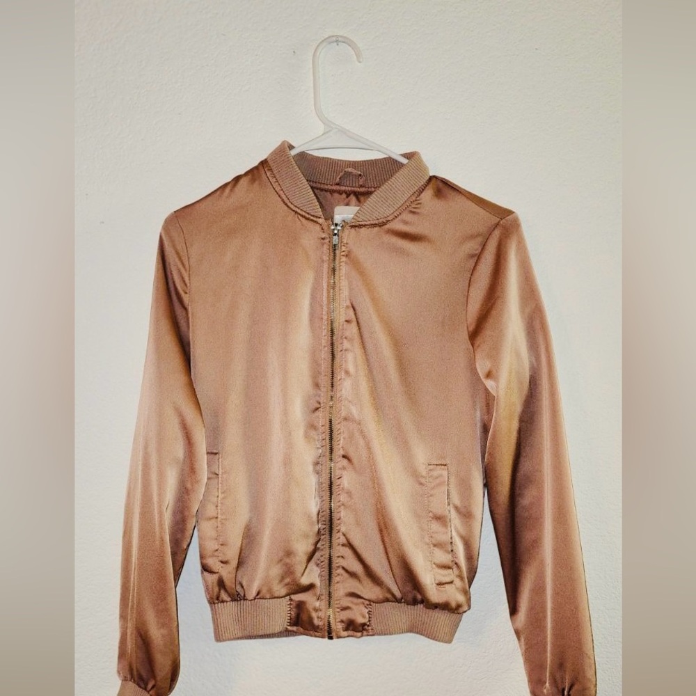 Satin Light Pink Bomber Jacket